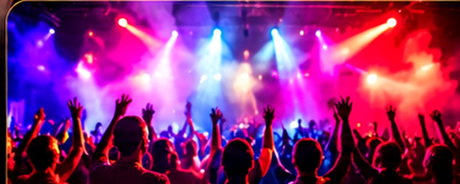Feestweek met podiumlichten en publiek
